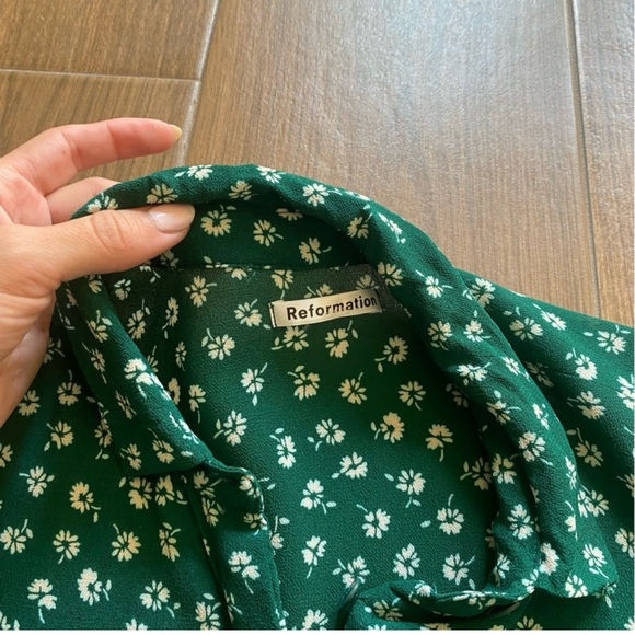 Reformation Green & White Floral Blouse - Picture 2 of 3